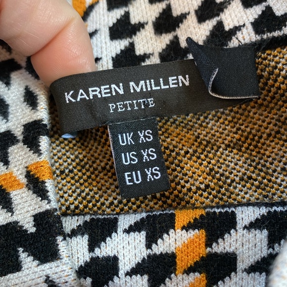 ❌SOLD🏷️Karen Millen Petite Check Knit Funnel Neck Skater Dress - Picture 11 of 11
